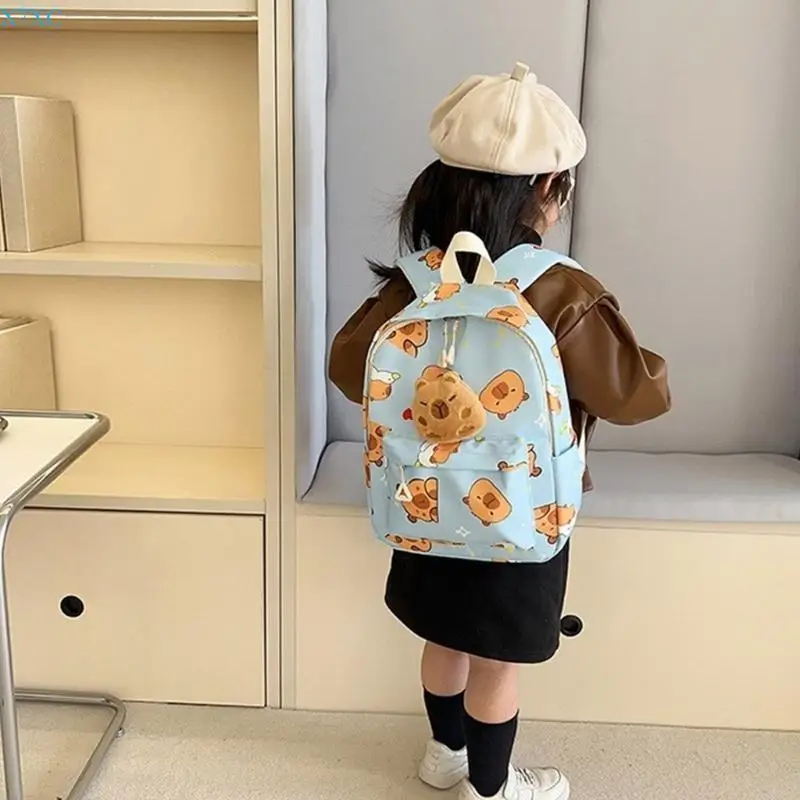 X7XC Cartoon Capybara Backpack Designed For Students Comfortable Schook Bag Casual Daypack With Adjustable Shoulder Strap