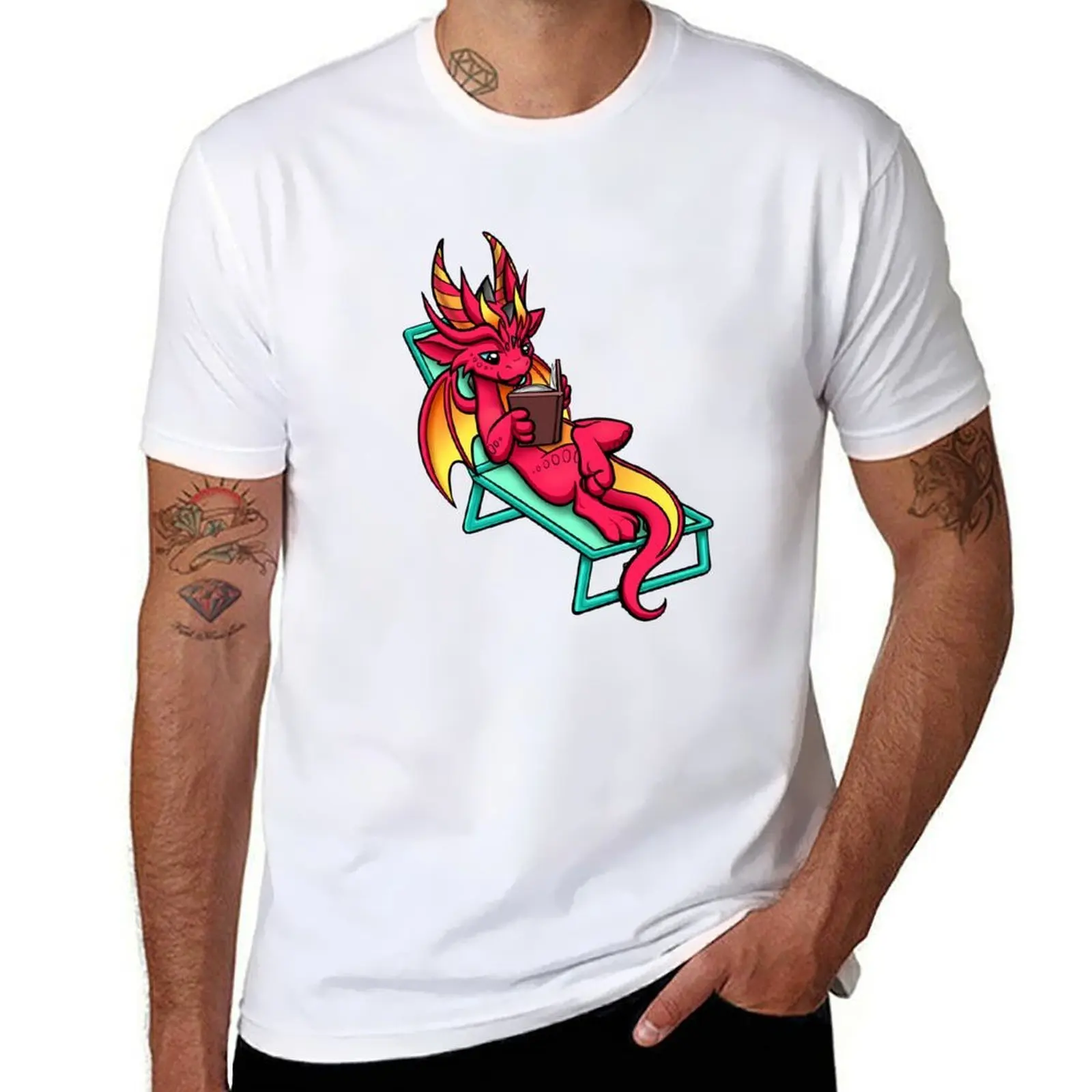 

Reading Dragon T-Shirt man t shirt cotton t shirts for man slim fit T-Shirt