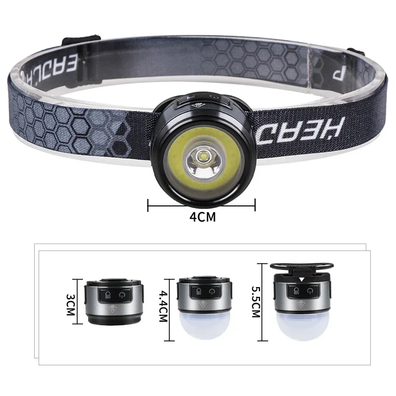 Headlamp Headband Rechargeable Mining Lamp Ultra-Bright Cap Clip Camping Construction Adjustable Strong Light LED