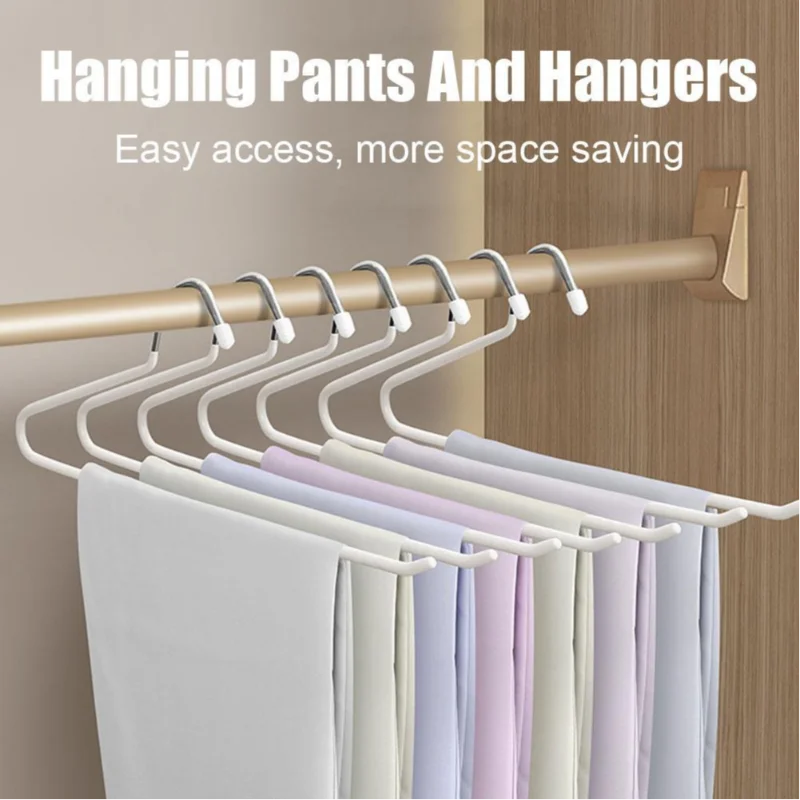 10PCS Goose Type Dip Plastic Pants Rack Wardrobe Dormitory Telescopic Z Type WOMEN'S Clothes Rack Multi Layer Storage Pants Rack