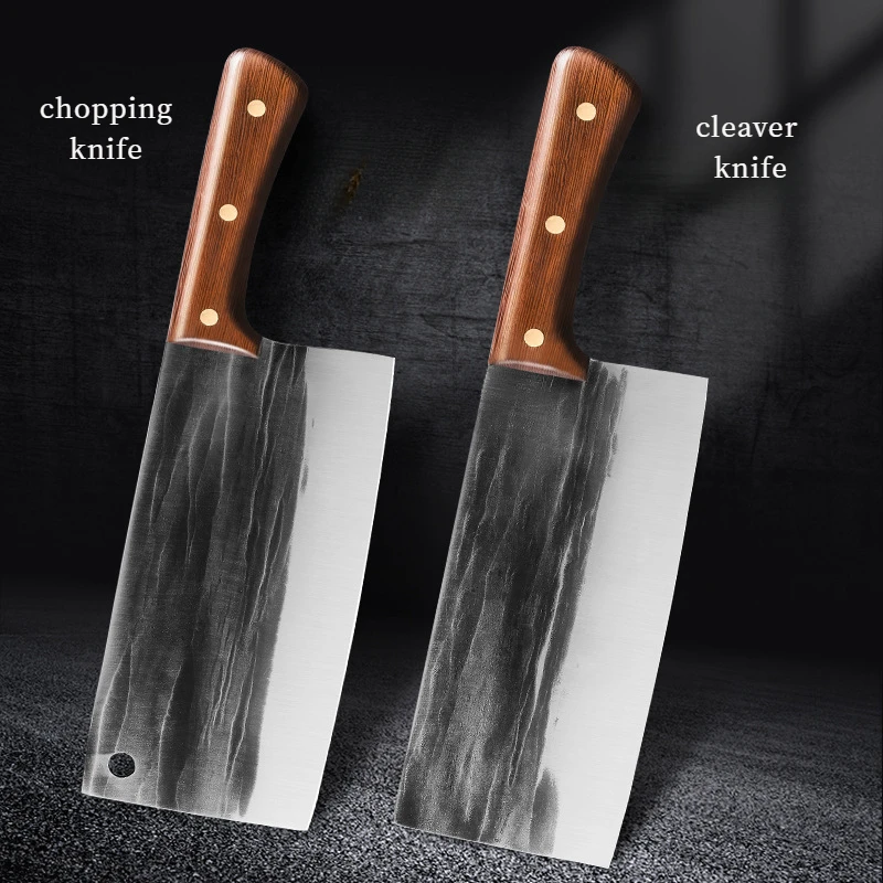 RHON Chopping Knife S/S5Cr15 Blade Wood Handle Chinese Chef's Kitchen Utility Meat Slicing Cleaver Vegetable Parl Cutting Knives