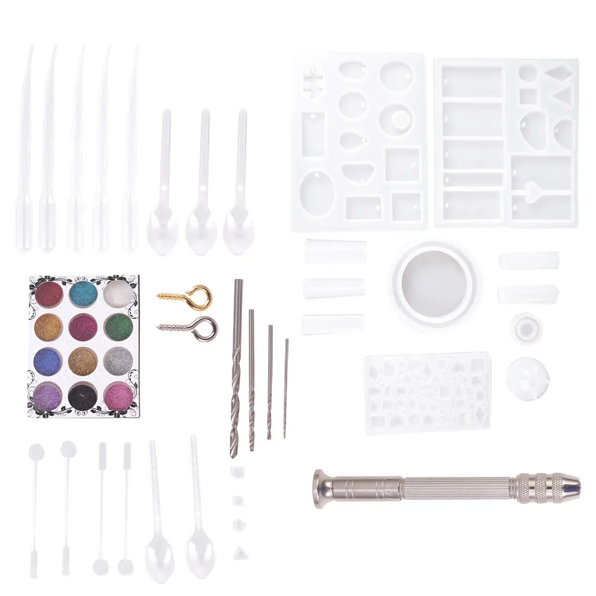 

83Pcs Crystal Glue Droppers Silicone Jewelry Molds DIY Jewelry Making Earrings Necklaces Pendants Bracelets Handmade Gifts