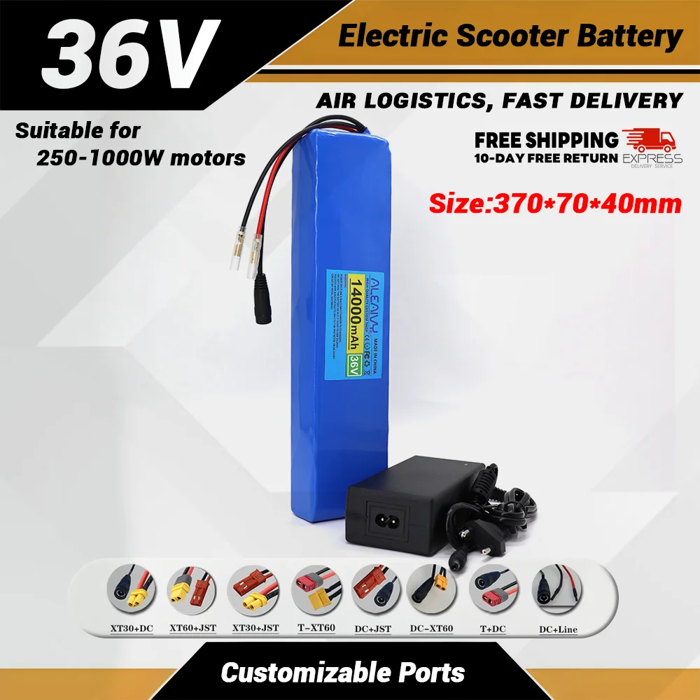 10S4P 36V 14000mAh Rechargeable Li-ion Battery pack for Electric Scooter 250-500W electric motor with 42V batterise 20A BMS