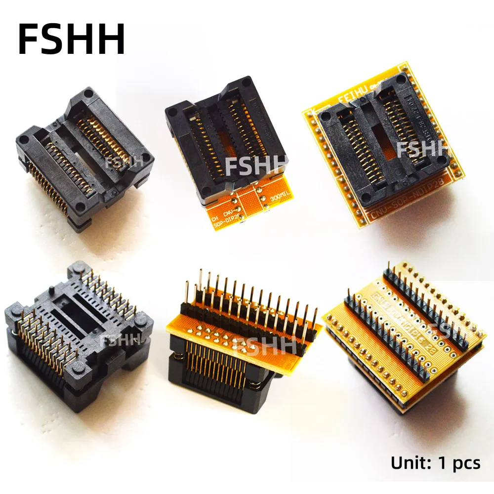 

OTS-28-1.27-04 test socket CNV-SOP-NDIP28 WL-SOP28-U1 SOP28 to DIP28 Programmer Adapter 300mil SOIC28 IC test socket