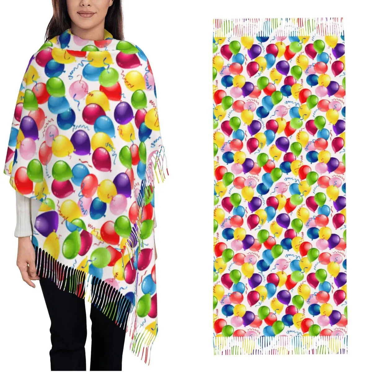 

Женский шарф, сохраняющий тепло, праздничные шары, платки на голову с кисточкой, модная шаль, зимняя на заказ, Bufanda Mujer