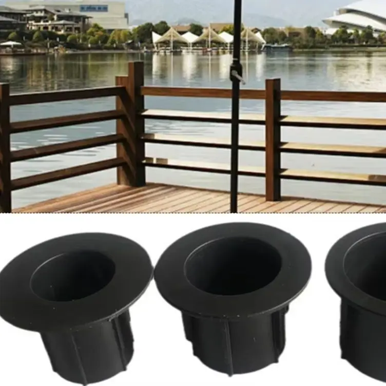 3pcs Patio Umbrella Hole Insert Set Black PP Sleeve For 28-48mm Poles To Reduce Wobble And Enhance Table Stability
