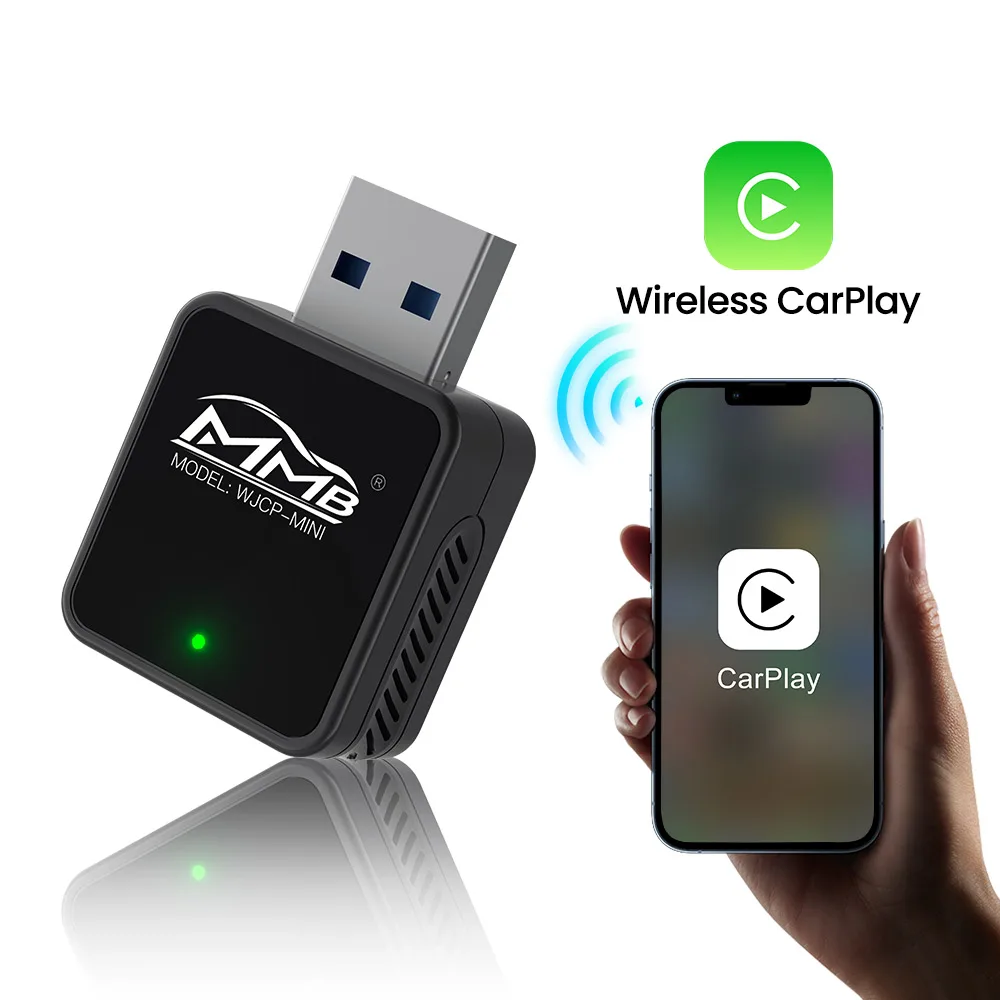 MMB Mini 2in1 Wireless CarPlay Android Auto Adapter Smart Car Ai System Online Update BT5.2 For OEM Wired Audi BenzHonda Toyota