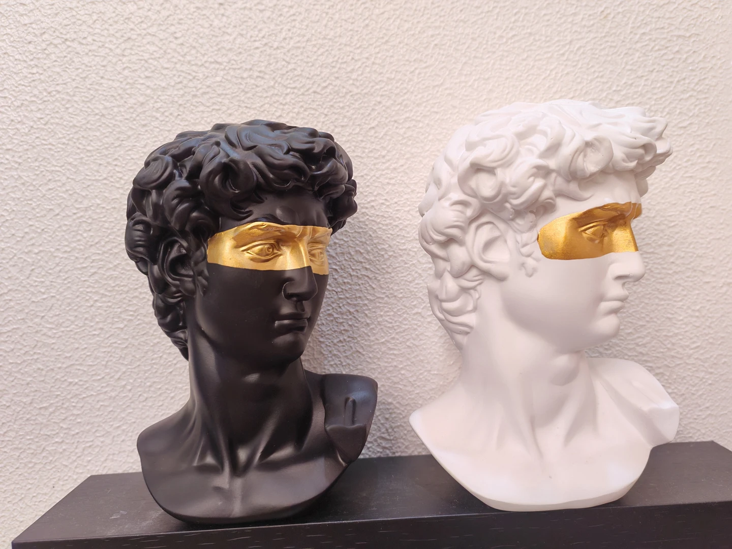 15cmGreek Mask David Man Bust Statue Resin White Gold Classic Roman Sculpture Modern Art Home Office Study Room Bookshelf Decor