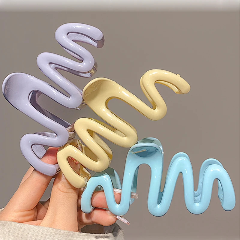 Large Wave Style Hair Pins Hair Clips Claw For Women Girls Fashion Design Korean Hairpin Sweet Simple Irregular Headwear