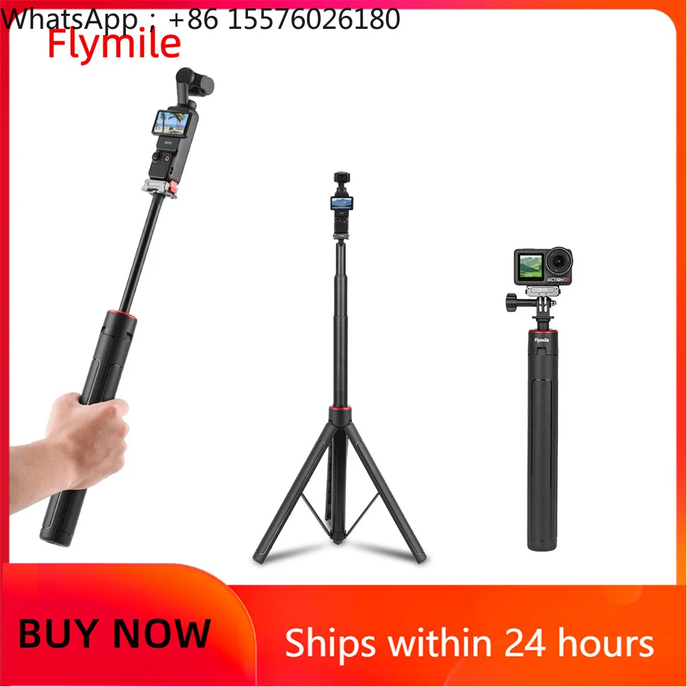 flymile-tripod-selfie-stick-vlog-handle-for-dji-pocket-3-action-5-pro-insta360-x5-gopro-accessories-6299-551in-extendable