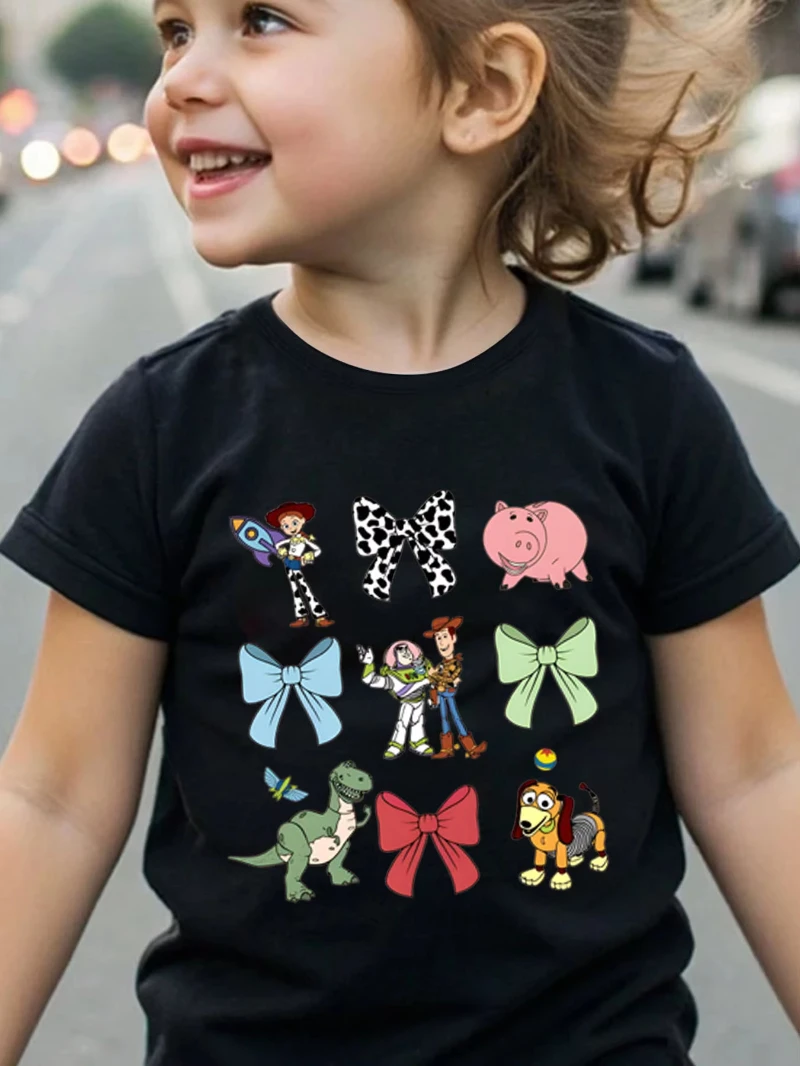 

MINISO Disney authorized girls Disney cute Toy Story pattern round neck print printed casual tops give children a perfect gift c