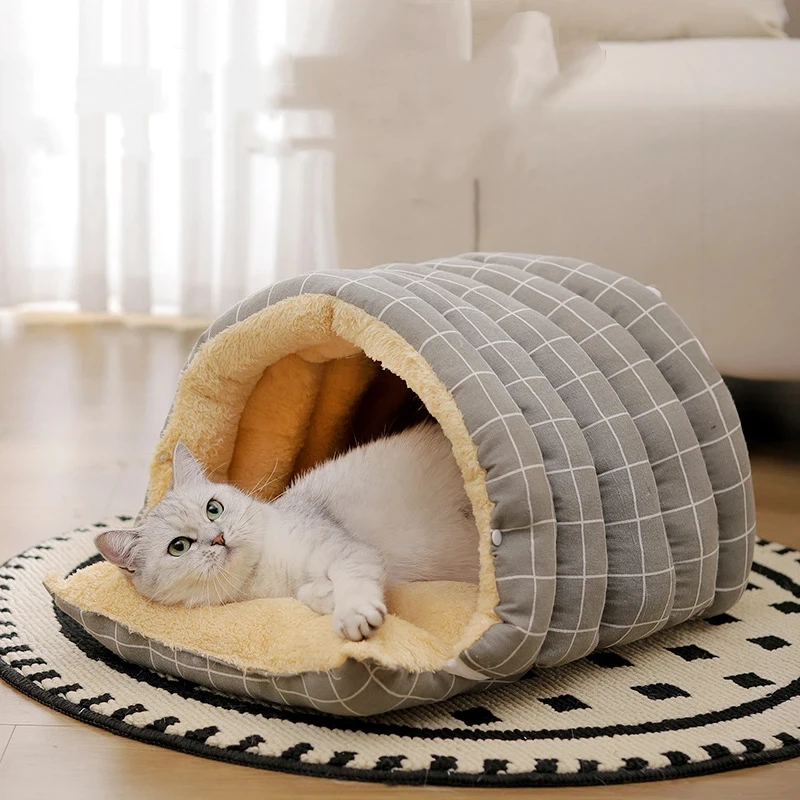 

Universal Removable and Washable House Kennel for All Seasons Closed Cat Bed Winter Cat Warm Sleeping Bag Velvet and Thickened