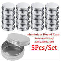 5Pcs Aluminum Mini Round Tin Metal Container Bottles Storage Jar Screw Lids Box