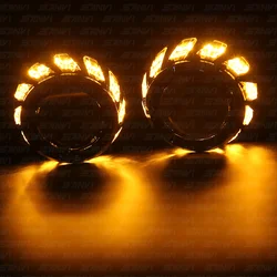 SANVI 3‘’ White Amber Angel Eyes LED DRL Cover for Hella 3R G5 Turn Signal Bezel Car Lights Accessories Retrofit DIY