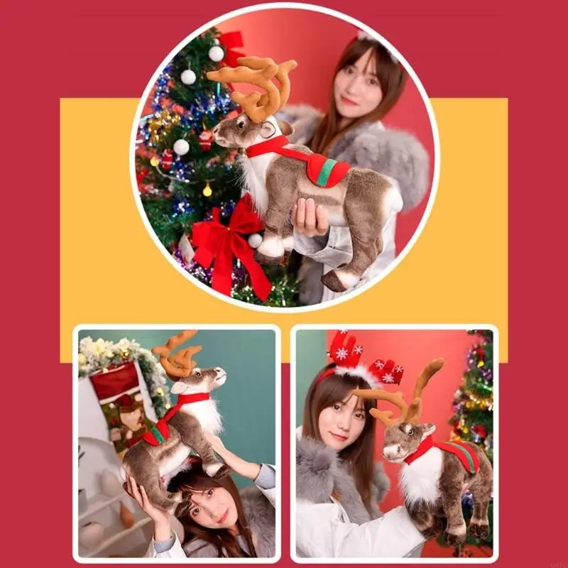 

Мягкая кукла-олень, плюшевая игрушка с реалистичной функцией, снятие стресса, мягкая подушка для праздничного рождественского