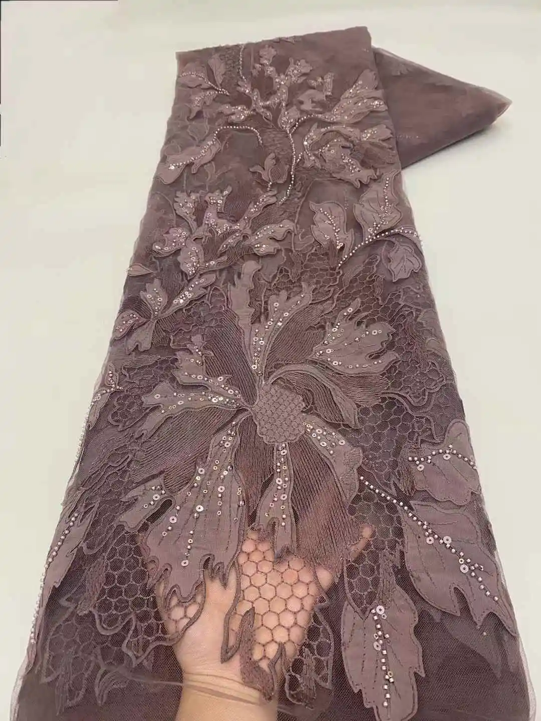 فاخر الأفريقي الترتر مطرز أقمشة الدانتيل 2025 شمسيّة دانتيل عالية الجودة 5 ياردة نسيج الدانتيل الفرنسي النيجيري أقمشة الدانتيل الطرف