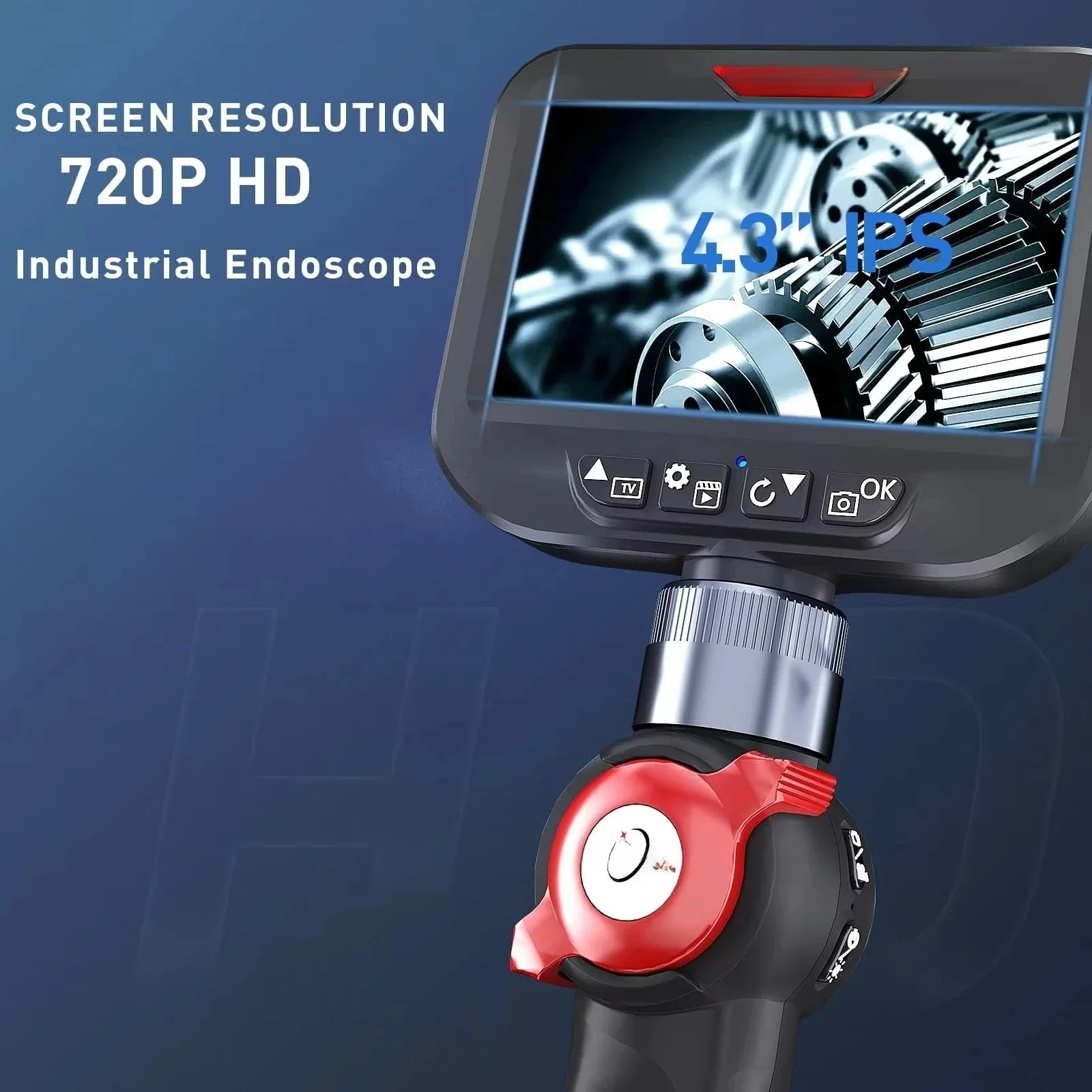 H406B HD industrial endoscope, 360 degree rotating probe, suitable for automotive engine inspection, 6.2mm IP67 waterproof