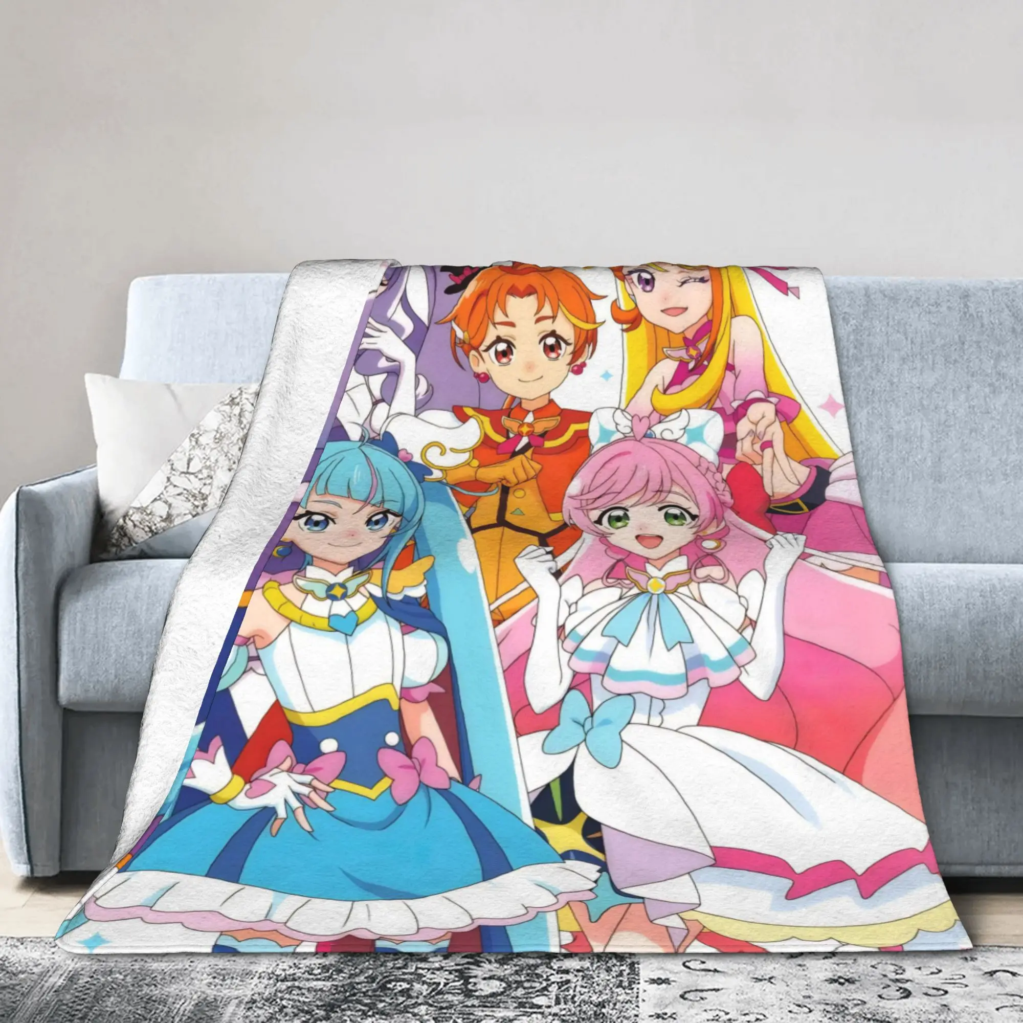 Soaring Sky Pretty Cure Blanket Flannel  Relax Lightweight Thin Throw Blanket for Bedroom Plush Thin Quilt