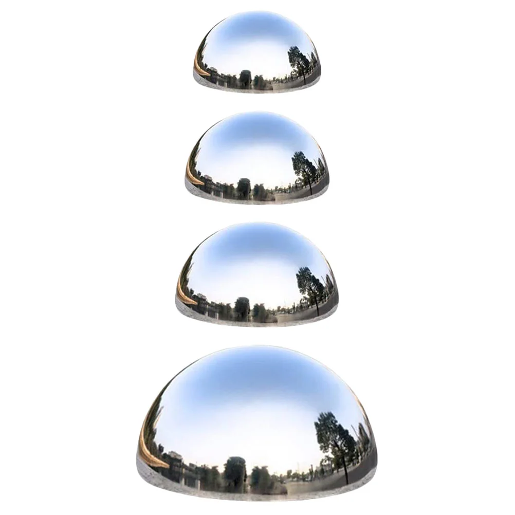 4 Pcs Solar Lights Reflective Decorative Balls Garden Mirror Globe Round Silver Gazing Reflection