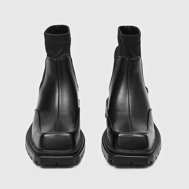 Men Chelsea Boots Black Retro Men Casual Thick Soled Durable Fashion Work Boots Outdoor Training Boots Sizes 38-44 Men Boots