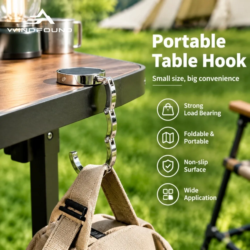 Portable Lightweight Clip-on Side Table Hook for Outdoor Camping Clip-on Hook for Hanging Bags Camping Gear