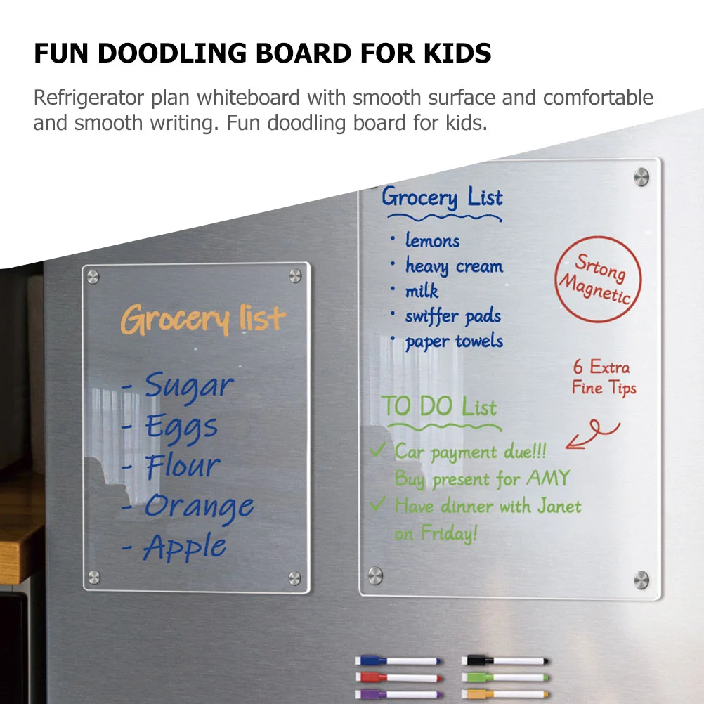 ตู้เย็น CLEAR DRY ERASE BOARD อะคริลิคสําหรับตู้เย็นแม่เหล็กปฏิทินแขวนร้านขายของชํา Pad โปร่งใสสีขาว