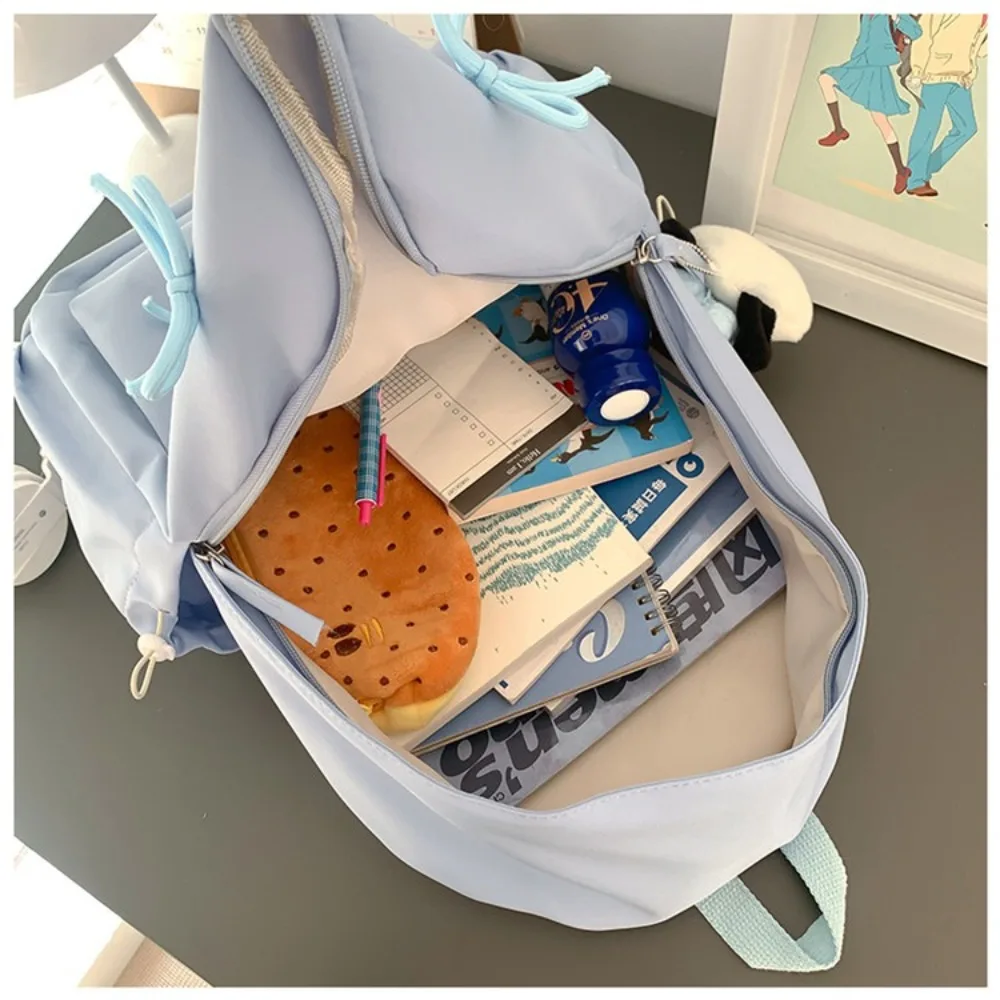 Fashion Large Capacity Bow Backpack Solid Color Bow decoration Girls Backpack Zipper Laptop Rucksack Students