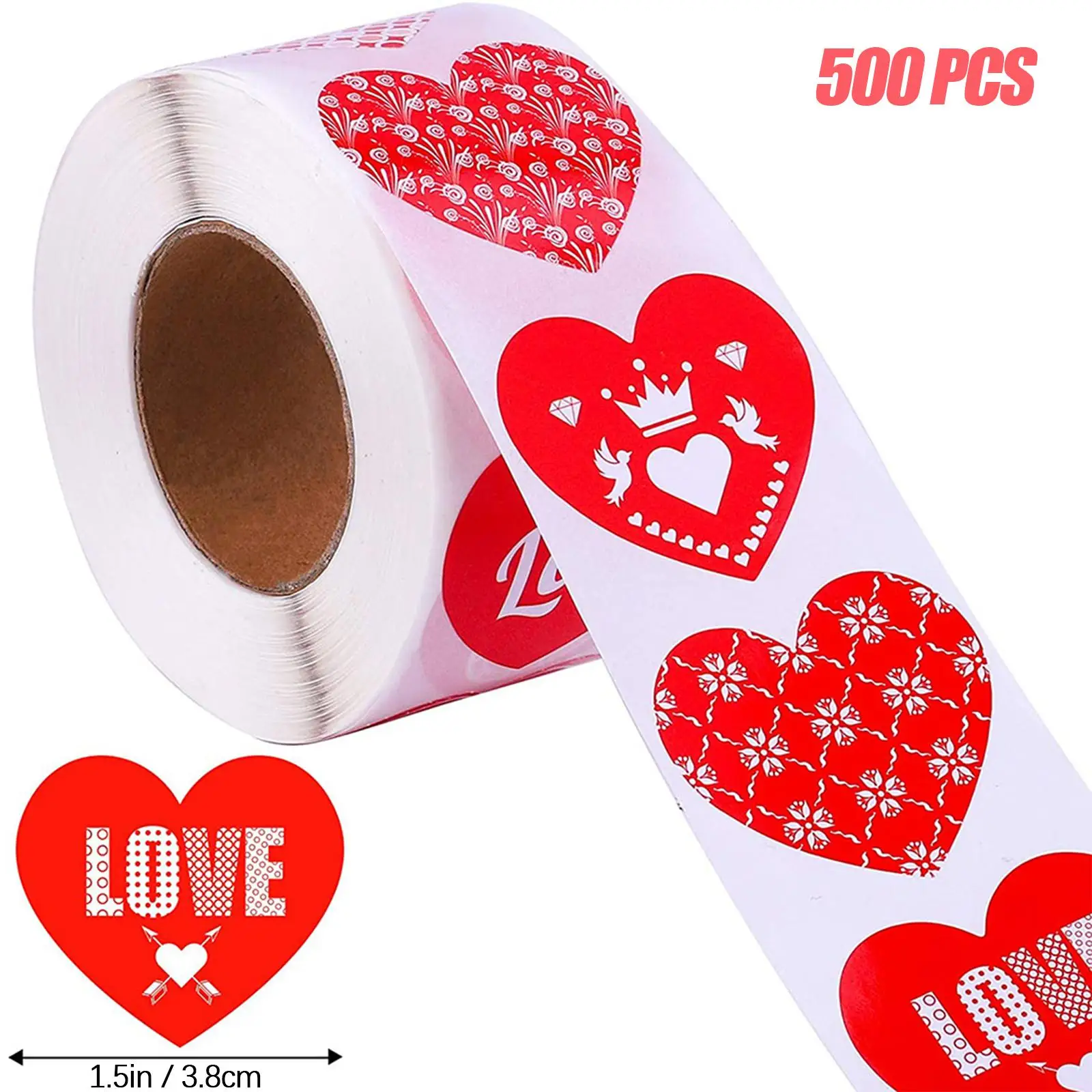 500Pcs Heart Shaped Stickers Labels Valentine Tags Stickers Gift Boxes Bookmarks New Year