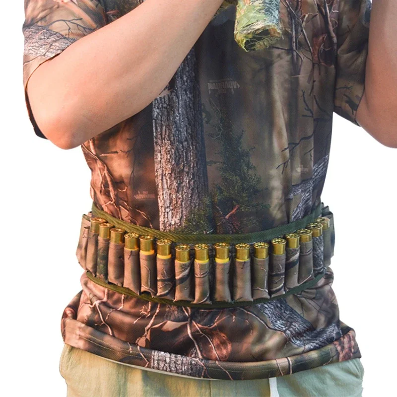 Tactical 28 Rounds 12/20 Gauge Ammo Holder Belt Airsoft Rifle Shotgun Cartridges Pouch Waist Belt Holster
