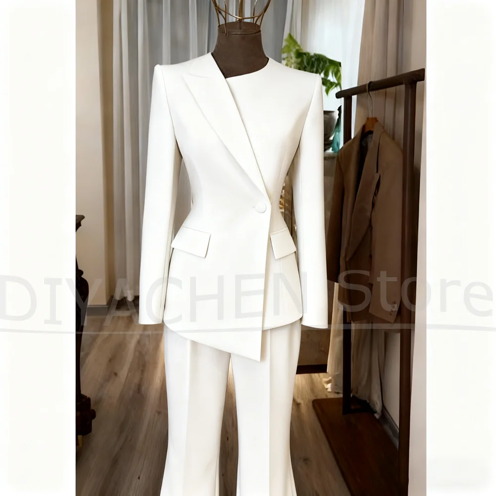 Women's Suit Slim Fit Blazer and Flared Trousers Elegant Formal Outfits Office Casual Party Fashion Pants Sets Two Piece
