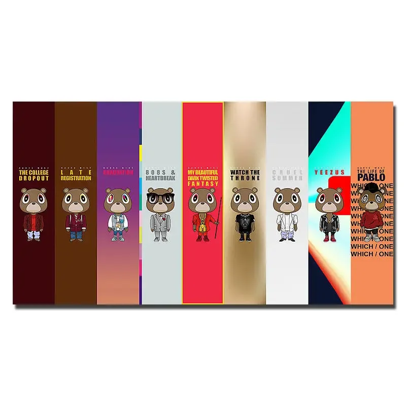 Kanye West USA Rap HipHop Music Super Star-Silk Art Poster Wall Sticker Decoration Gift
