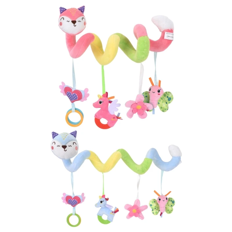 50cm Cute Soft Stuffed Fox Shape Infant Bed Winding Toys Cartoon Bee Pendant Crib Stroller Hanging Toy Baby Rattles Newborn Gift