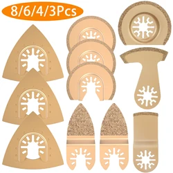 8Pcs Multitool Blades Cemented Carbide Oscillating Saw Blades Professional Triangle Saw Blade for Ceramic Tile Marble Cutting