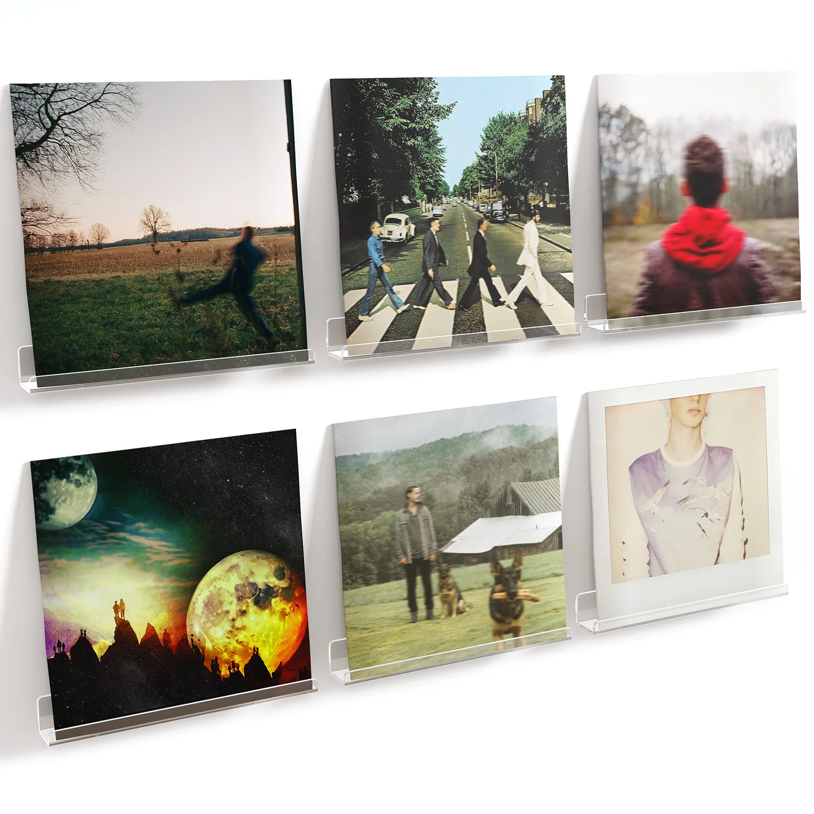 أرفف عائمة ضيقة لتسجيل الفينيل، أرفف حائط شفافة لطلاء الأظافر/الصورة/المكياج، منظم رف عرض أكريليك