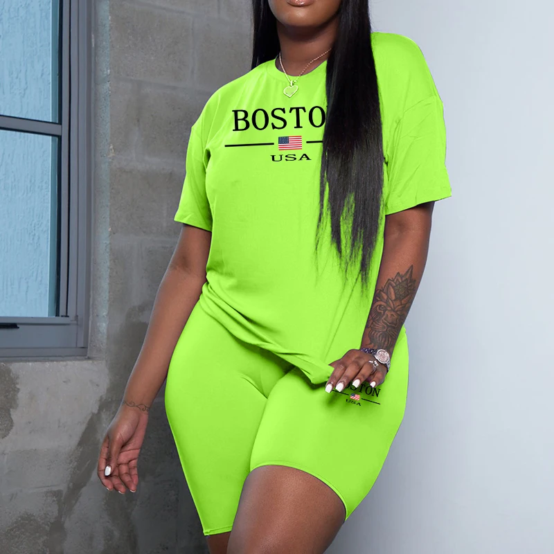 Boston lettre imprimé T-shirts et shorts été offre spéciale femmes mode survêtement de haute qualité quotidien décontracté sport Jogging costumes