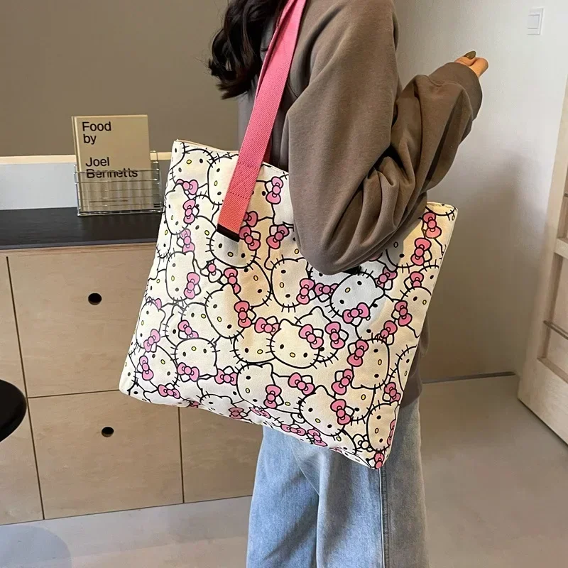 

Sanrio hello kitty student women's large capacity handbag new cartoon shoulder bag girls tote shopping bag tutorial