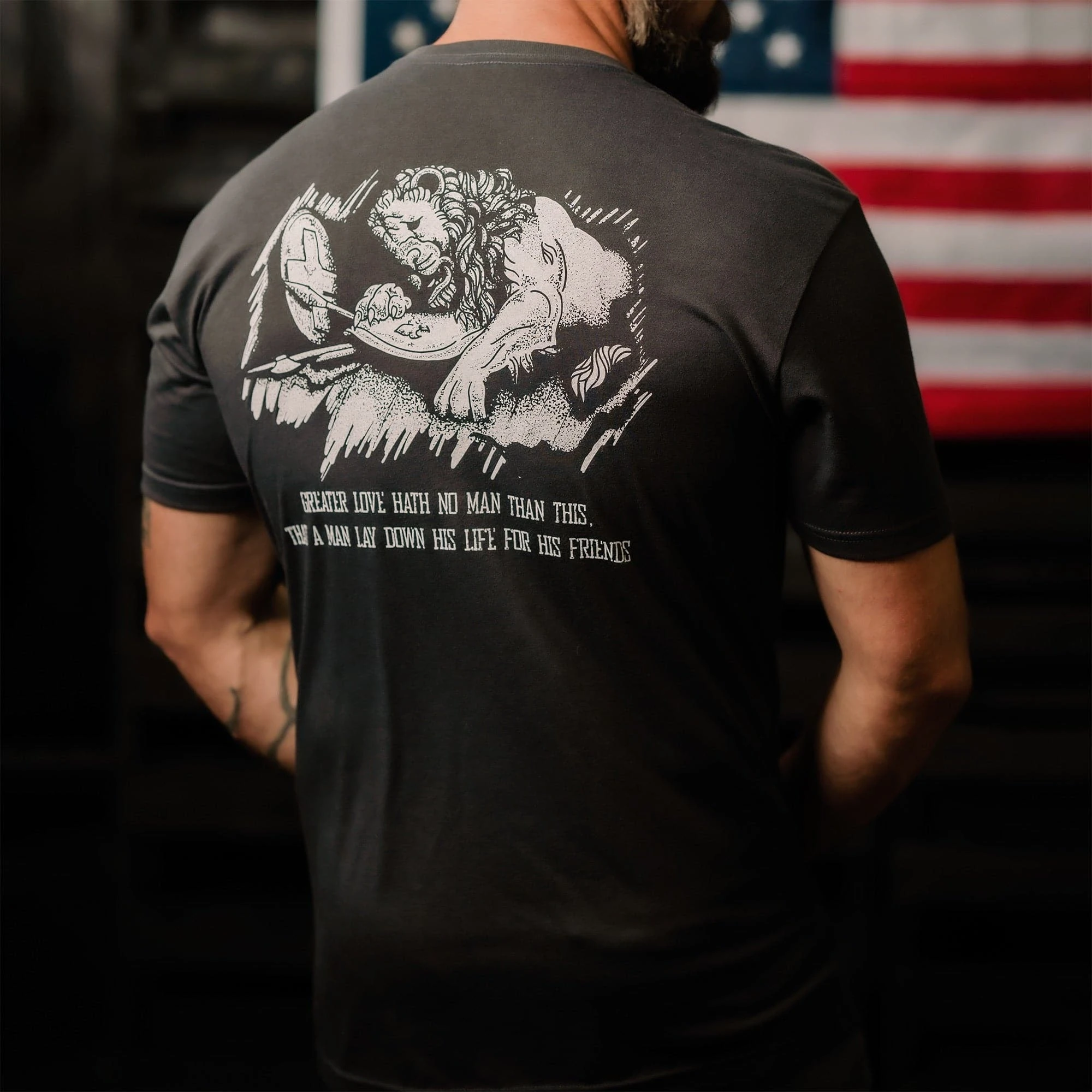 Greater Love Faith Patriot Men's Shirt Tactician Graphic Cotton Tee Printing High-end Luxury Unisex Style Both of Men and Women