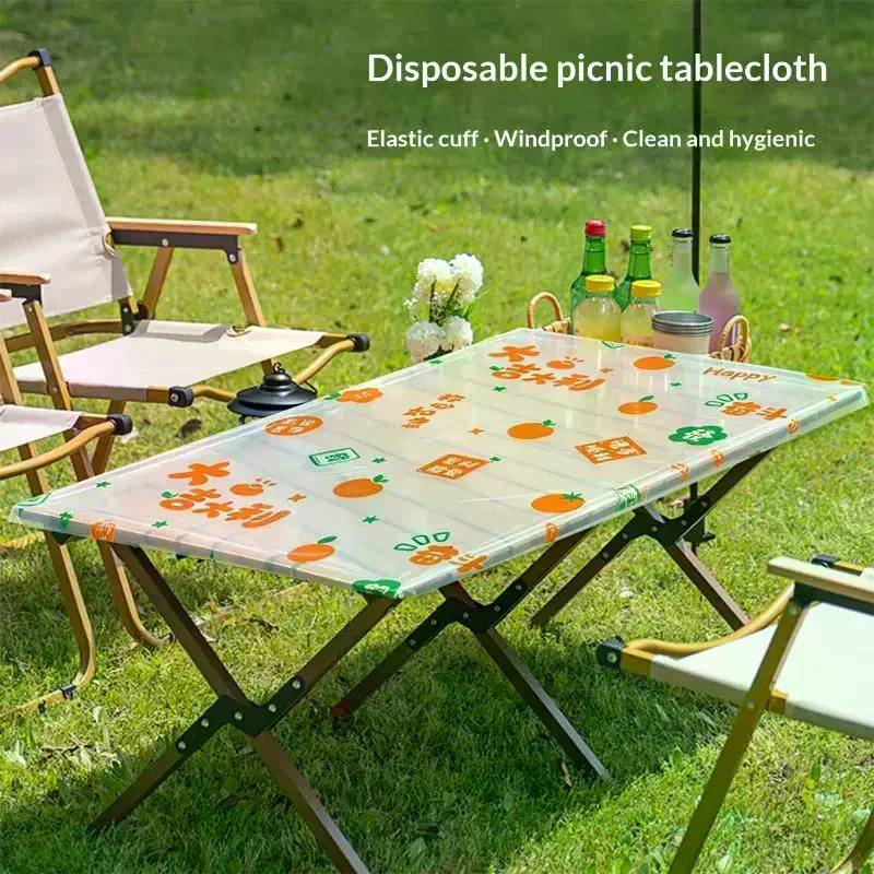 Plastic Table Cover 10Pcs Disposable Oil Proof Elastic Edged Tablecloths for Outdoor Indoor Dining Events
