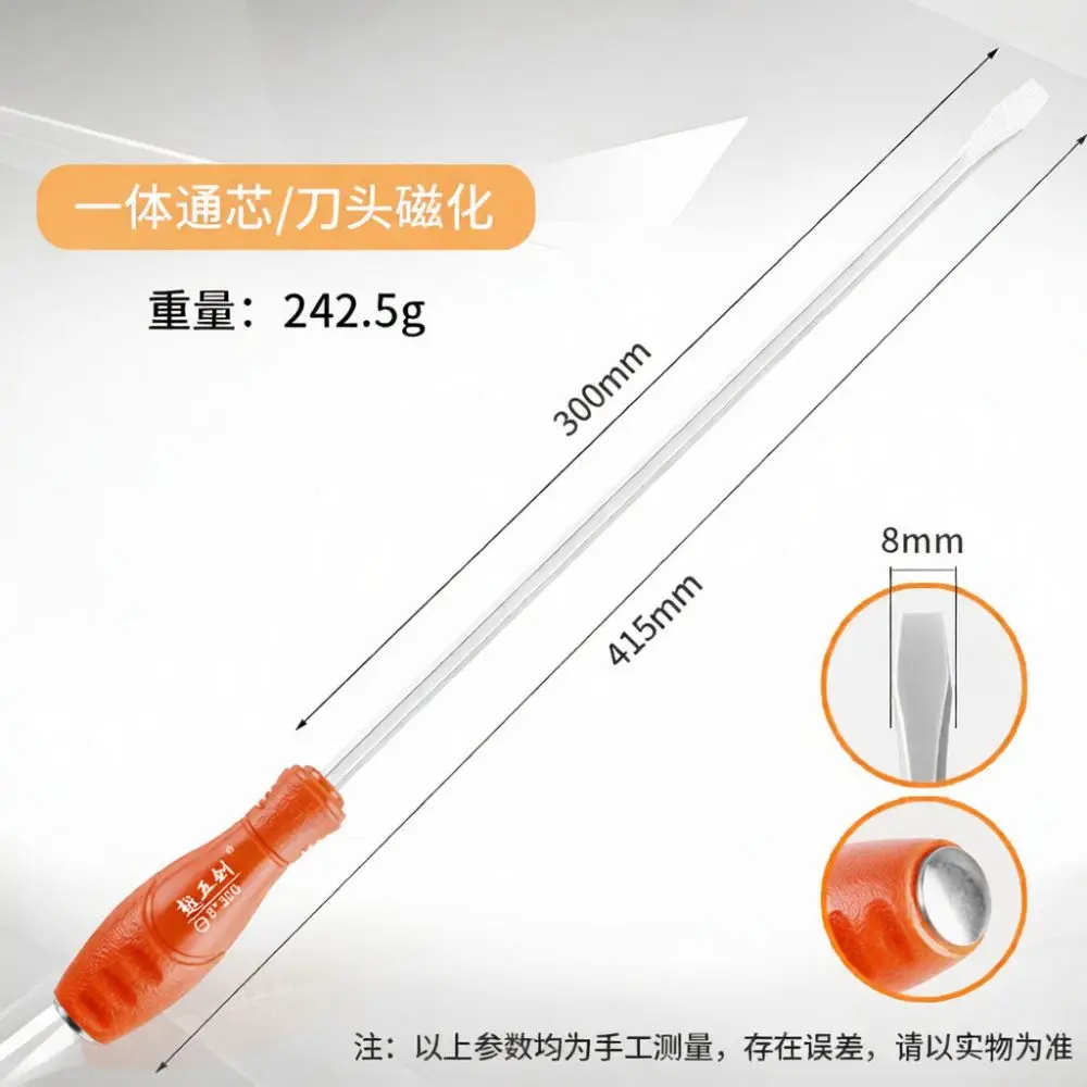Heavy Duty Magnetic Screwdriver S2 Alloy Steel Through Blade Hammerable Design Manual Hardware For Daily Fixing