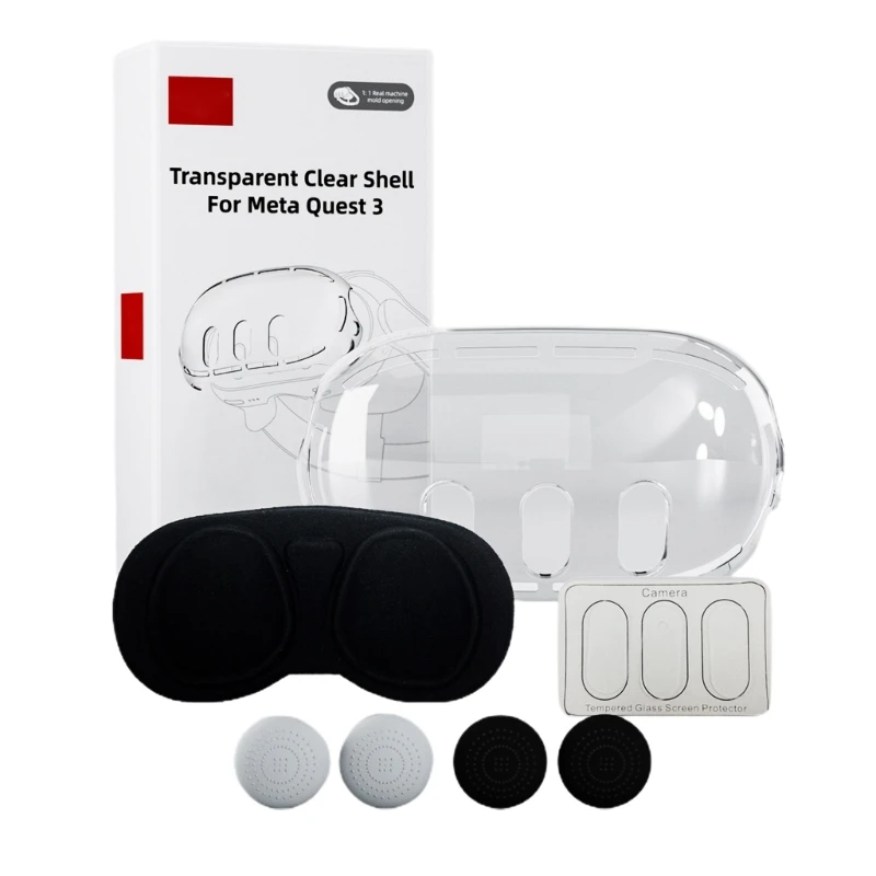 DXAB Headset Protections Set Tempered Film Eye Mask Joystick and Crystal Housing Skin Scratch-Resist for Meta Quest 3