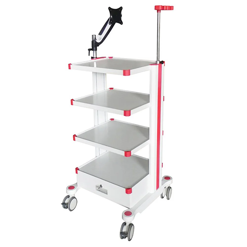 Factory Cheap Price Multifunctional Four Layers Computer Trolley Cart Endoscopy Trolley For Hospital Use