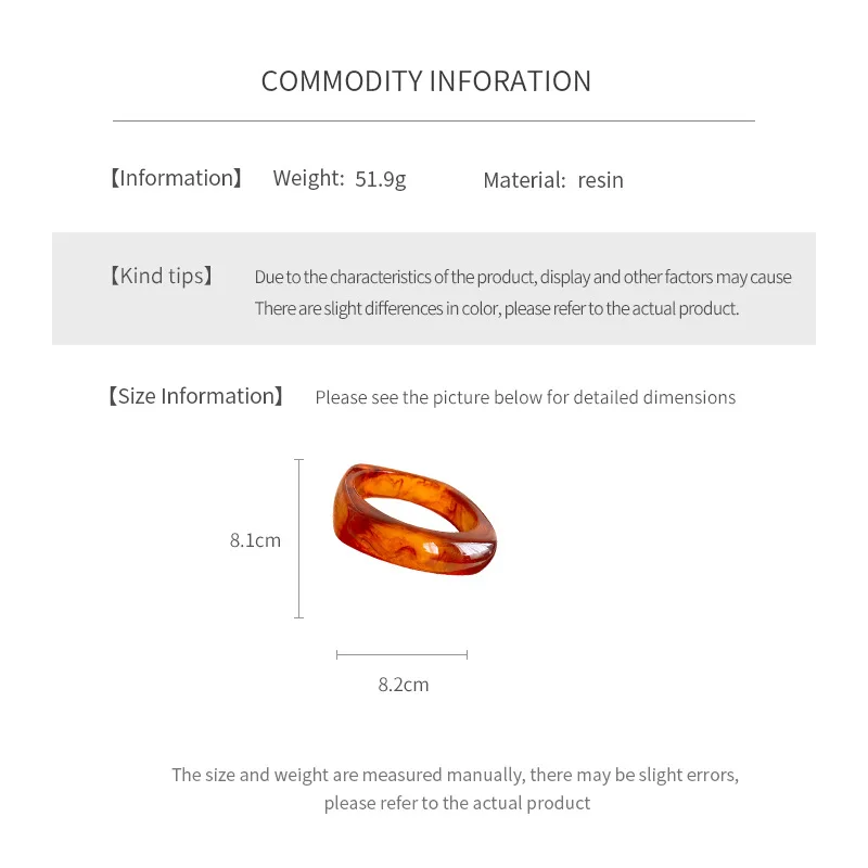 Coffee Big Irregular Square Wide Acrylic Bangles for Women Statement Resin Chunky Bracelets Couple Vintage Punk Jewelry Gifts F image 6