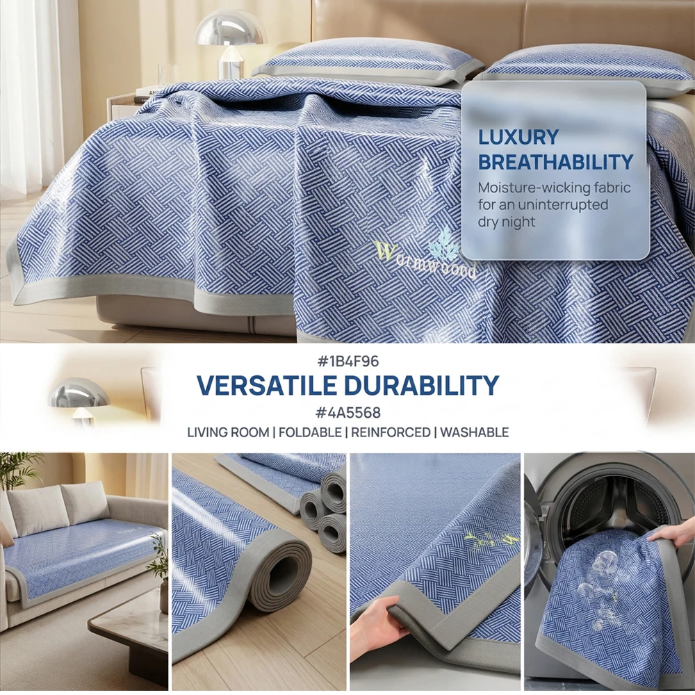 Summer Ice Silk Bed Sheet Cold Feeling Mattress Cover Single/Twin/Queen/King for Hot Weather Breathable Washable (No Pillowcase)