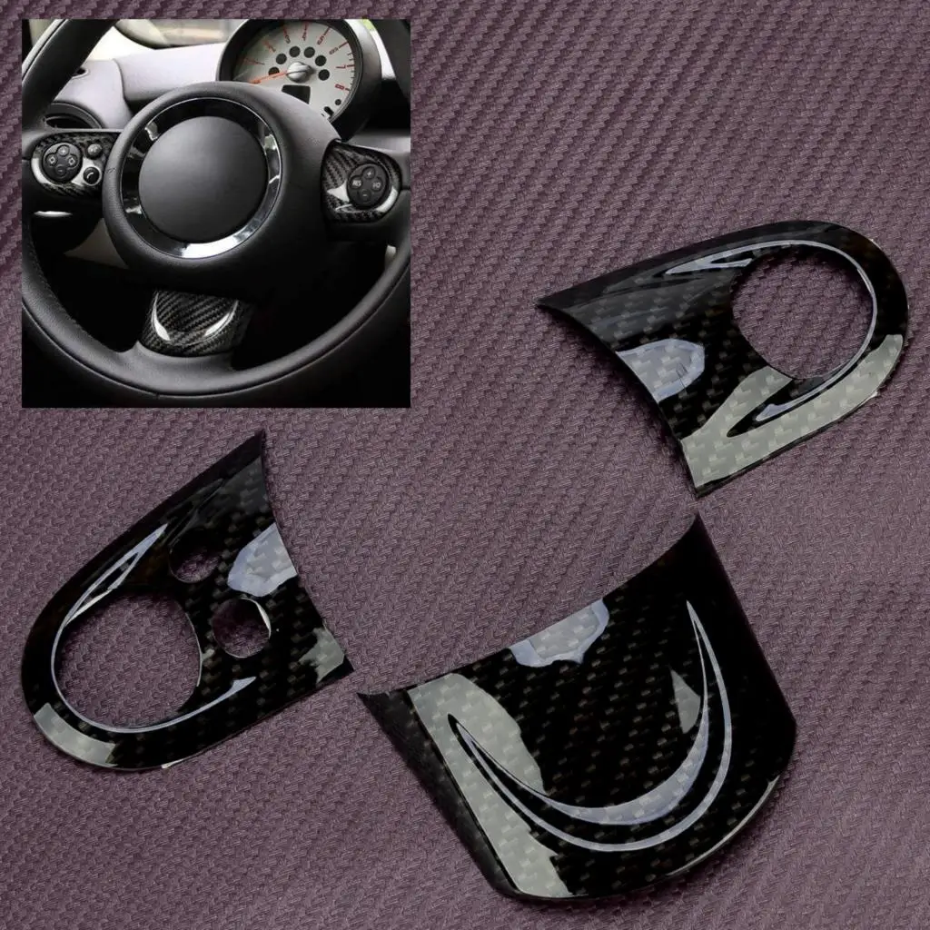 Black Carbon Fiber Style Steering Wheel Button Cover Trim ABS Plastic Fit for Mini Cooper R55 R56 R57 R58 R59 R60 R61