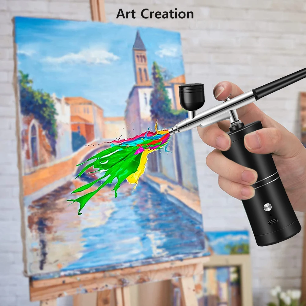 Airbrush-Nagel mit Kompressor, wiederaufladbare Mini-Airbrush mit Kompressor für Nägel, Kunstmalerei, multifunktionaler Sauerstoffinjektor – Detail 6
