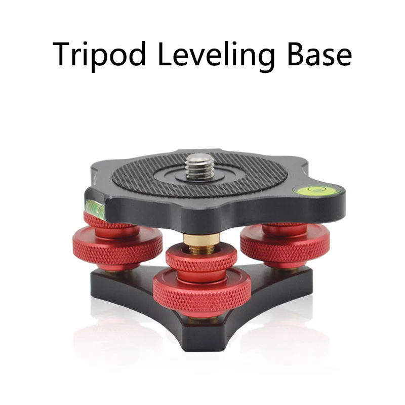 Tripod Leveling Base Adjustable Tripod Head Aluminum Alloy ±5° Inclination with 3/8 Inch Screw Bubble Level Tripod Leveling Base