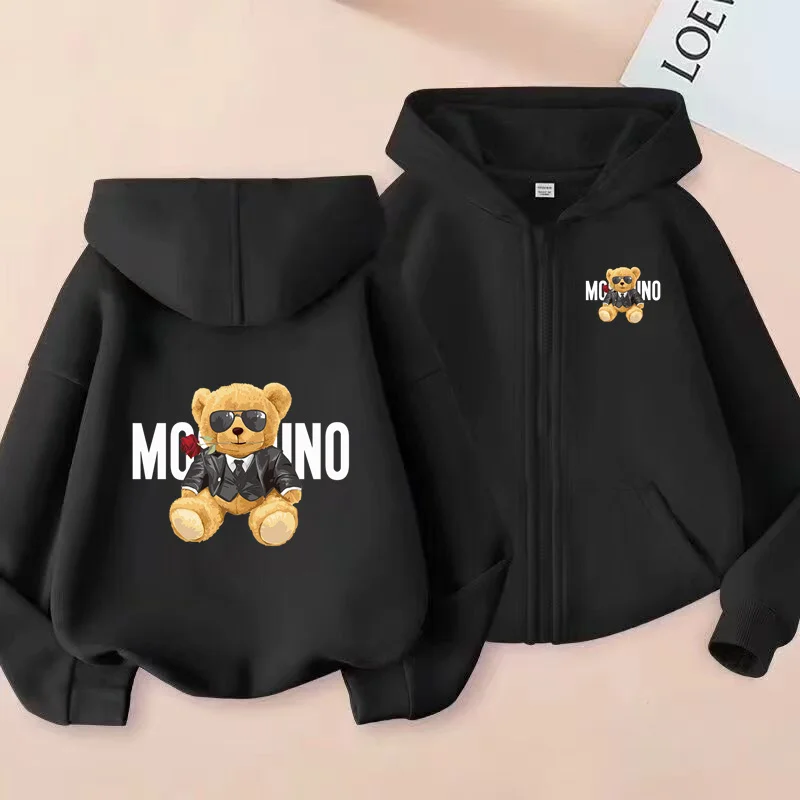 Children's New Zipper Style Long Sleeve Hoodie Cute Bears Pretty Girl Charming Coat Girls Boy 3-12Yrs Leisure Sweatshirt Clothes