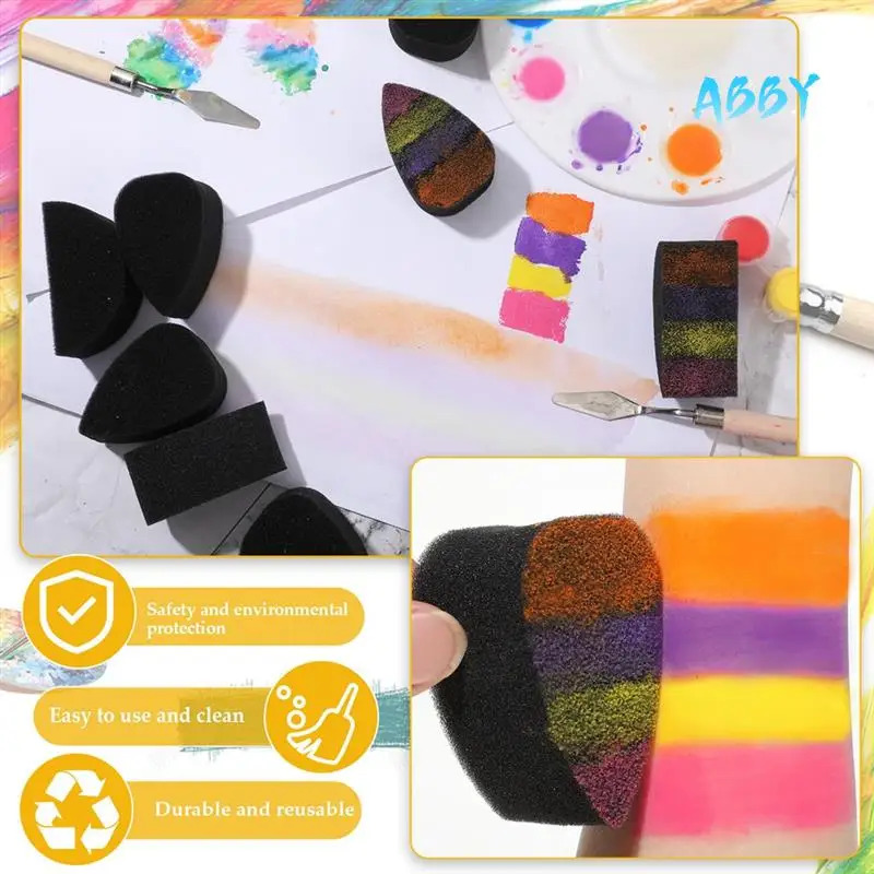 

ABBY-Face Paint Sponges Черные губки для рисования лица высокой плотности для художественной работы и краски для тела (24 лепестки + 24 полумесяца) Легко в использовании