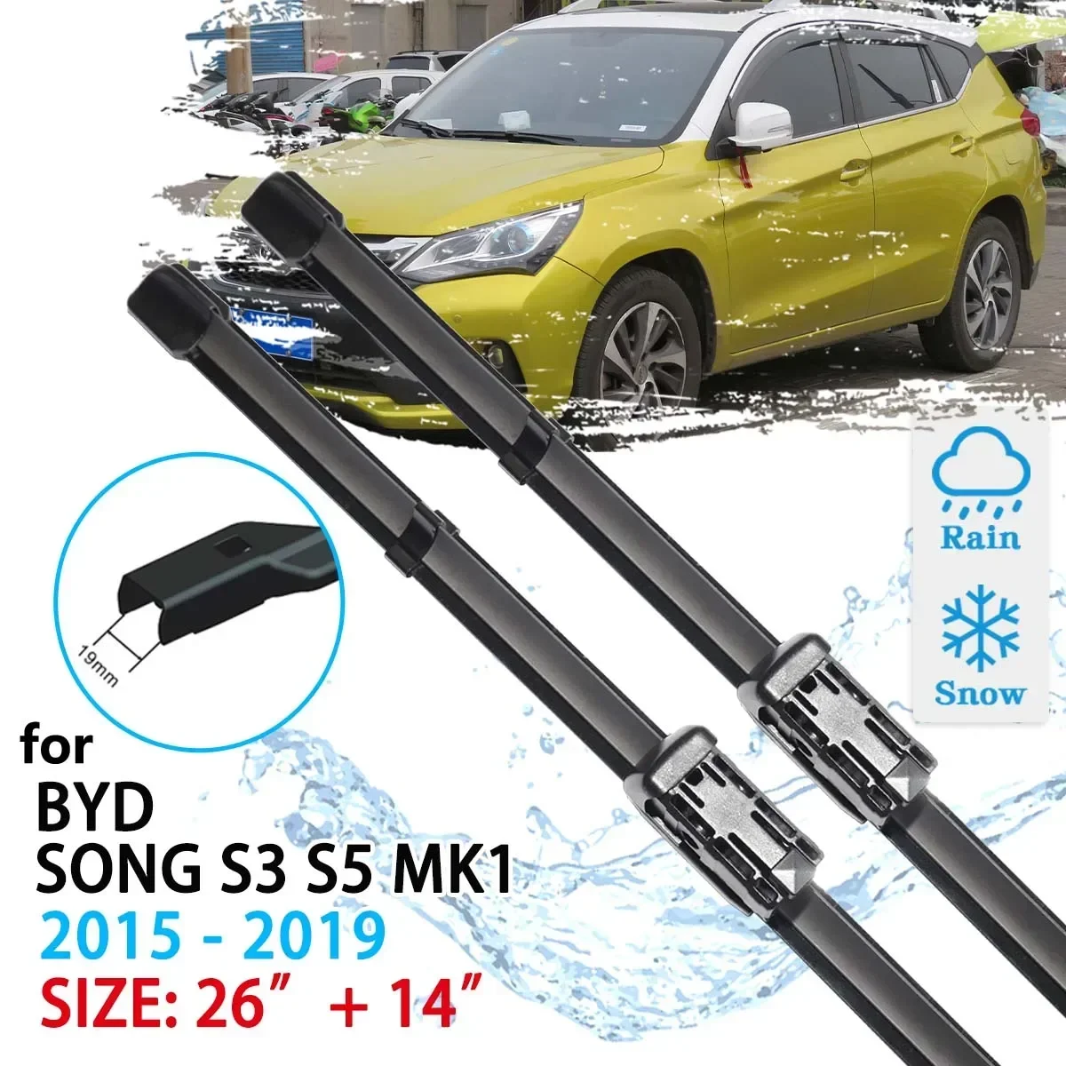 For BYD Song S3 S5 Mk1 DM EV300 EV400 2015 2016 2017 2018 2019  Windscreen Windshield Accessories Window Car Front Wiper Blade