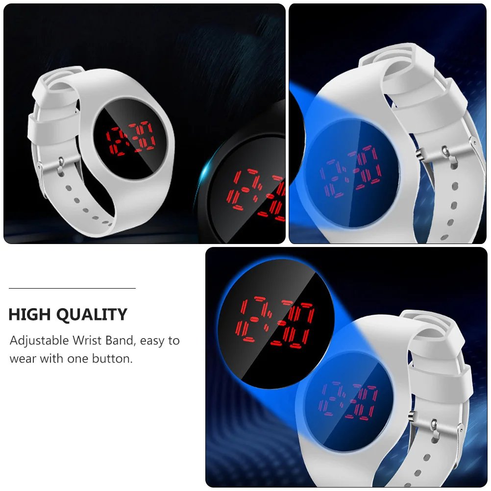 قطعتان من الساعات الإلكترونية LED وساعات المعصم الرقمية وتصميم بسيط وسهل القراءة هدية للطلاب باللون الأبيض #5